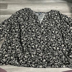Floral Black and White Women's Top